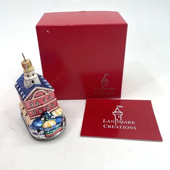Landmark Creations Faneuil Hall Marketplace Boston Glass Ornament Hand Painted - Picture 2 of 13